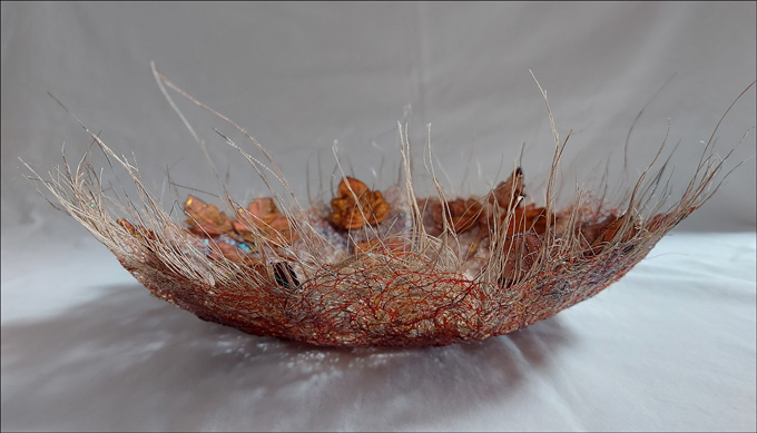 ‘Autumn with Copper Leaves', 34 X 14cm Fibre and Textile, Tilly de Harde